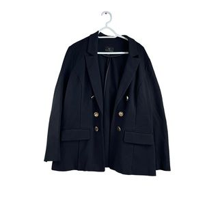 Worthington Classy Blazer Jacket Sz X Large Black Long Sleeve Gold Accents